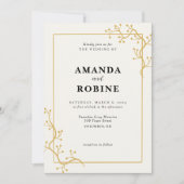Elegante Gold Branch Frame Wedding Einladung (Vorderseite)