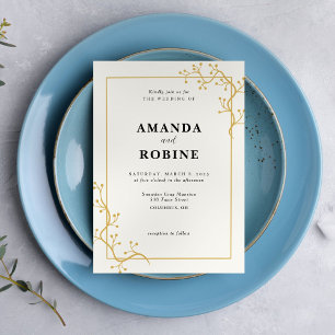 Elegante Gold Branch Frame Wedding Einladung