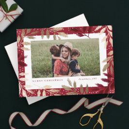 Elegante Gold Branches Foto Weihnachtskarten Magnetkarte