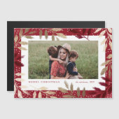 Elegante Gold Branches Foto Weihnachtskarten Magnetkarte (Vorne/Hinten)