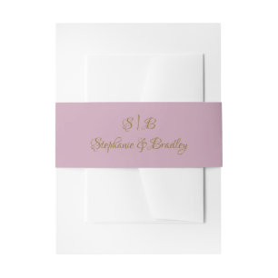 Elegante Gold Braut und Bräutigam Monogramm Hochze Einladungsbanderole