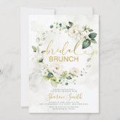 Elegante Gold Bridal Brunch Dusche Weiße Blume Einladung (Vorderseite)