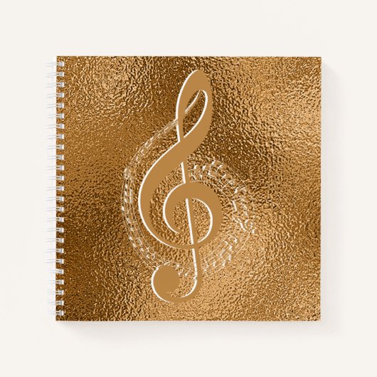 Elegante Gold Bronze Metallische Musiknote  Notizblock (Vorderseite)