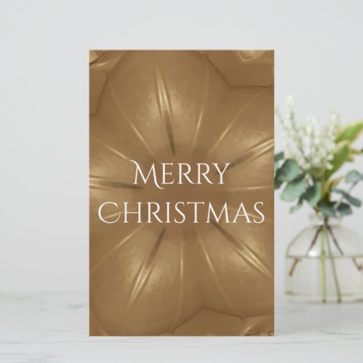 Elegante Gold Brown Christmas Kaleidoscope Star Briefpapier (Stehend Vorderseite)