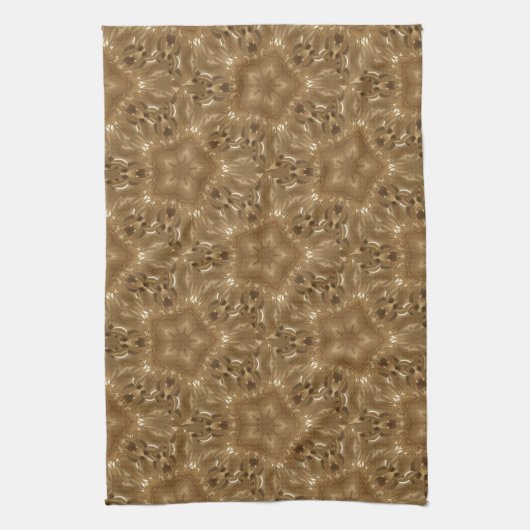 Elegante Gold Brown Kaleidoscope Star Design Handtuch (Vertikal)