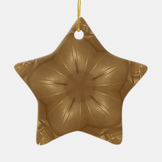 Elegante Gold Brown Kaleidoscope Star Design Keramikornament (Vorne)