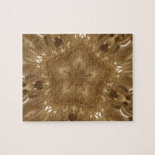 Elegante Gold Brown Kaleidoscope Star Design Puzzle (Horizontal)