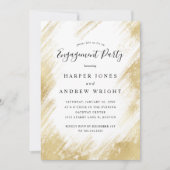 Elegante Gold Brush Stroke Engagement Party Einladung (Vorderseite)