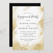 Elegante Gold Brush Stroke Engagement Party Einladung (Vorne/Hinten)
