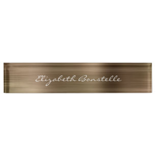 Elegante Gold Brushed Metal Foil Handwriting Namensplakette