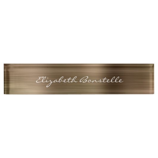 Elegante Gold Brushed Metal Foil Handwriting Namensplakette (Vorderseite)