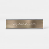 Elegante Gold Brushed Metal Handwriting Schreibtischnamensplakette (Vorderseite )
