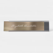 Elegante Gold Brushed Metal Handwriting Schreibtischnamensplakette (Vorderseite )