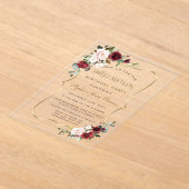 Elegante Gold Burgundy Blume 16 . Geburtstag Acryleinladungen (Ablage )