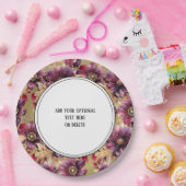 Elegante Gold Burgundy Blumenmuster-Grenze Pappteller (Party)