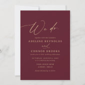 Elegante Gold Burgundy Calligraphy We Do Wedding Einladung (Vorderseite)