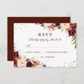Elegante Gold Burgundy Floral UAWG RSVP Karte (Vorne/Hinten)