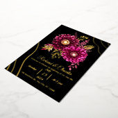 Elegante Gold Burgundy Rot und Schwarze Flora Hoch Folieneinladung (Gedreht)