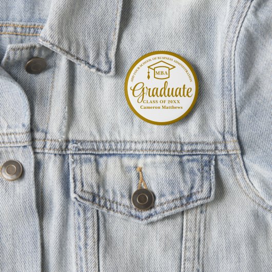 Elegante Gold Business School Abschluss MBA Button (Beispiel)