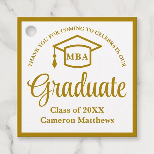 Elegante Gold Business School Graduation Party Geschenkanhänger (Vorderseite)