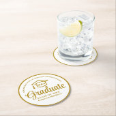 Elegante Gold Business School Graduation Party Runder Pappuntersetzer (Vor Ort)