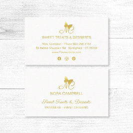 Elegante Gold Butterfly Monogram Social Media Visitenkarte