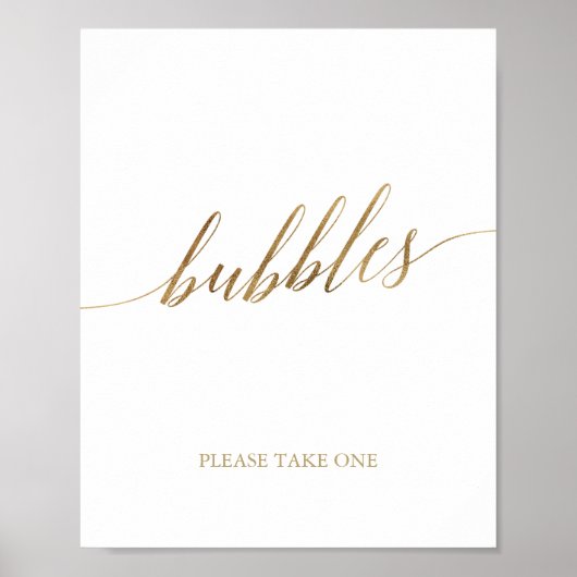 Elegante Gold Calligrafy Bubbles Zeichen Poster (Vorne)