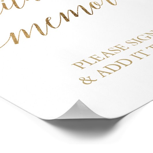 Elegante Gold Calligrafy Build Erinnerungen signie Poster (Ecke)