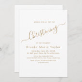 Elegante Gold Calligrafy Confirmation Einladung (Vorne/Hinten)