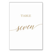Elegante Gold Calligrafy Table Seven Tischnummer (Rückseite)