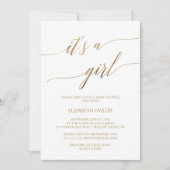 Elegante Gold Calligraphie Es ist eine Girl Baby D Einladung (Vorderseite)