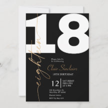 Elegante Gold Calligraphy 18. Geburtstagsparty Inv