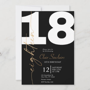 Elegante Gold Calligraphy 18. Geburtstagsparty Inv Einladung