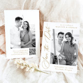 Elegante Gold Calligraphy 2 Foto QR Code Wedding Save The Date