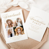 Elegante Gold Calligraphy 4 Foto Graduation Party Einladung