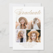 Elegante Gold Calligraphy 4 Foto Graduation Party Einladung (Vorderseite)