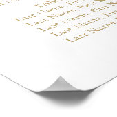 Elegante Gold Calligraphy 90+ Gästekarte Poster (Ecke)