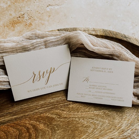 Elegante Gold Calligraphy | Auswahl von Elfenbein- RSVP Karte