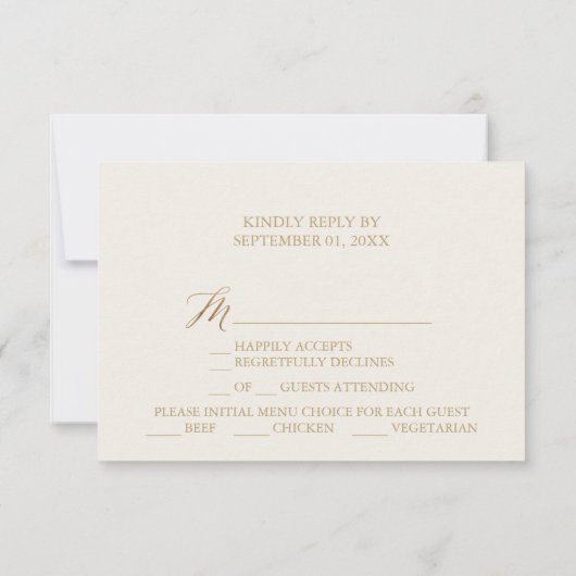 Elegante Gold Calligraphy | Auswahl von Elfenbein- RSVP Karte (Rückseite)