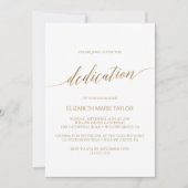 Elegante Gold Calligraphy Baby Dedication Einladung (Vorderseite)