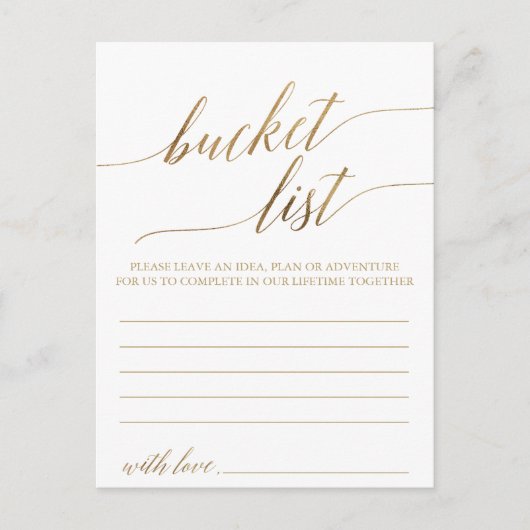 Elegante Gold Calligraphy Bucket List Cards Postkarte (Vorderseite)