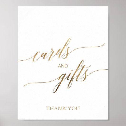 Elegante Gold Calligraphy Cards and Gifts Sign Poster (Vorne)
