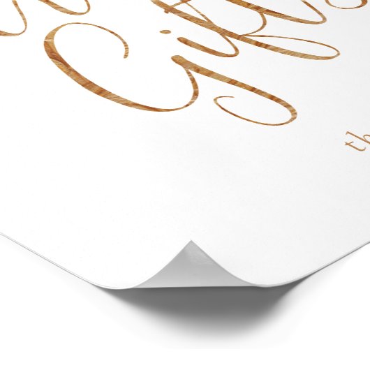 Elegante Gold Calligraphy Cards and Gifts Sign Poster (Ecke)