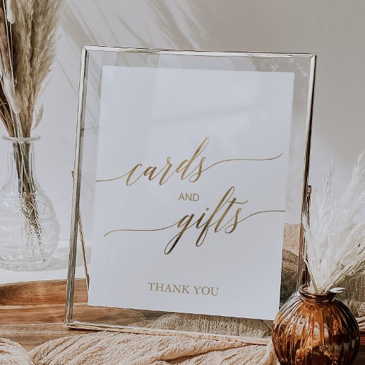Elegante Gold Calligraphy Cards and Gifts Sign Poster