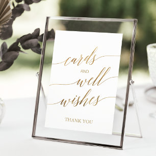 Elegante Gold Calligraphy Cards und Brunnen wünsch Poster