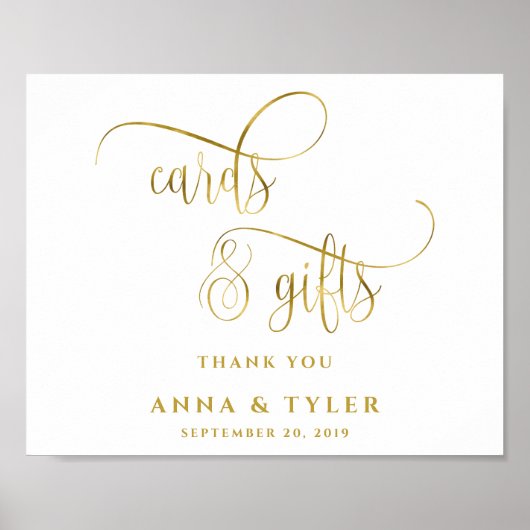 Elegante Gold Calligraphy Cards und Geschenke Poster (Vorne)