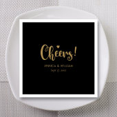 Elegante Gold Calligraphy Cheers Napkins - Schwarz Serviette