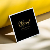 Elegante Gold Calligraphy Cheers Napkins - Schwarz Serviette