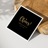 Elegante Gold Calligraphy Cheers Napkins - Schwarz Serviette