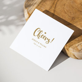 Elegante Gold Calligraphy Cheers Wedding Napkins Serviette